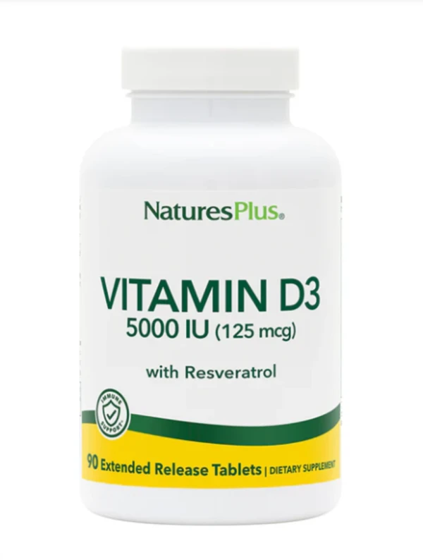 NaturesPlus Vitamin D3 with Resveratrol -- 5000 IU - 90 Tablets