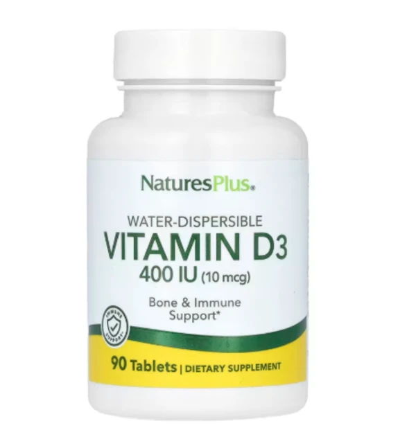NaturesPlus, Water-Dispersible Vitamin D3, 10 mcg (400 IU), 90 Tablets