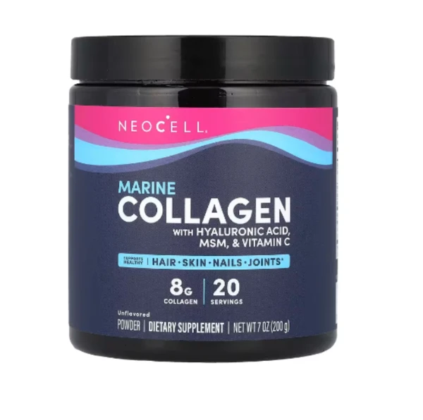 NeoCell, Marine Collagen Powder With Hyaluronic Acid, MSM, & Vitamin C, Unflavored, 7 oz (200 g)
