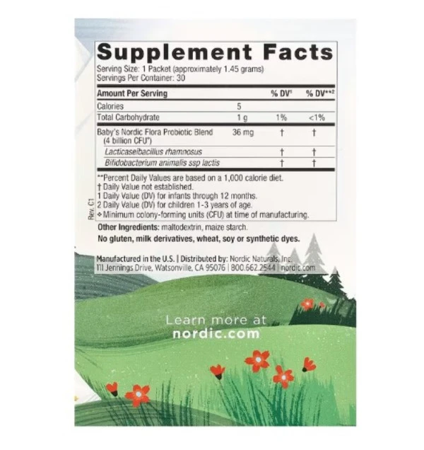 Nordic Naturals, Baby's Probiotic Powder, Ages 6 Months-3 Years, 30 Packets, 0.05 oz (1.45 g) Each