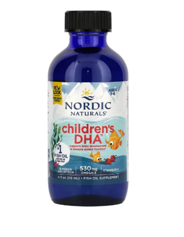 Nordic Naturals, Children's DHA, Ages 1-6, Strawberry, 530 mg, 4 fl oz (119 ml) (530 mg per 1/2 Tsp)