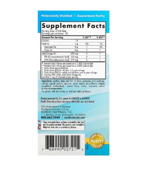 Nordic Naturals, Children's DHA Xtra, Ages 3-6, Berry, 636 mg, 90 Mini Soft Gels