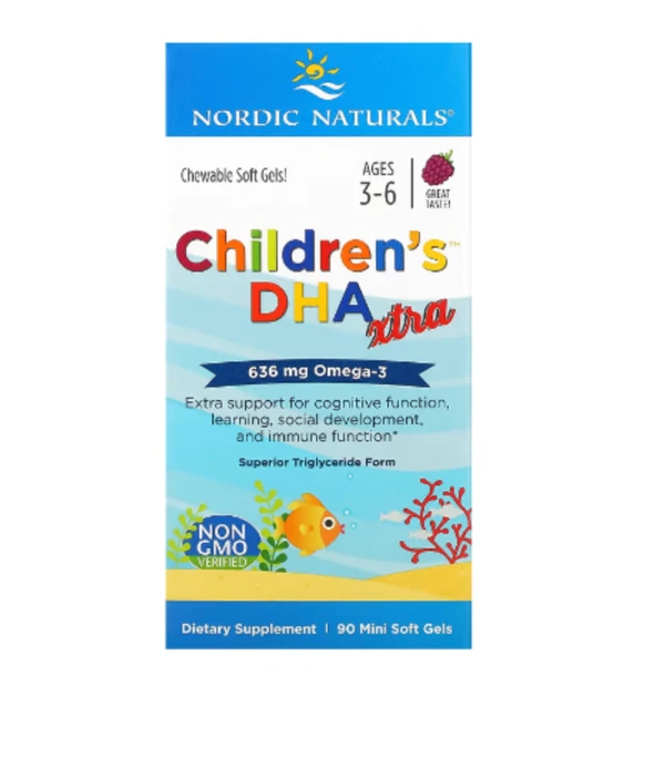 Nordic Naturals, Children's DHA Xtra, Ages 3-6, Berry, 636 mg, 90 Mini Soft Gels