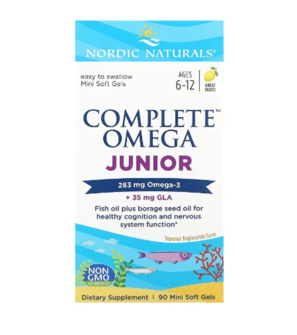 Nordic Naturals, Complete Omega Junior, Ages 6-12, Lemon, 90 Mini Soft Gels