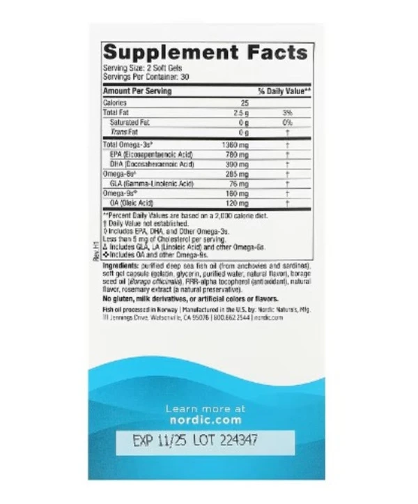 Nordic Naturals, Complete Omega Xtra, Lemon, 1,360 mg, 60 Soft Gels (680 mg per Soft Gel)