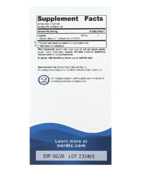 Nordic Naturals, CoQ10 Ubiquinol, 100 mg, 60 Soft Gels