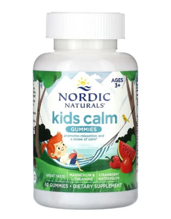 Nordic Naturals, Kids Calm Gummies, Ages 3+, Strawberry Watermelon, 60 Gummies