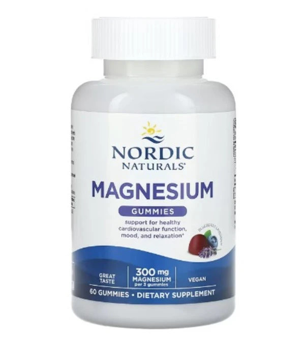 Nordic Naturals, Magnesium Gummies, Blueberry Lavender, 300 mg, 60 Gummies (100 mg per Gummy)