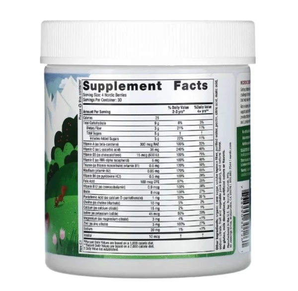 Nordic Naturals, Nordic Berries Multivitamin Gummies, Ages 3+, Cherry Berry, 120 Gummy Berries