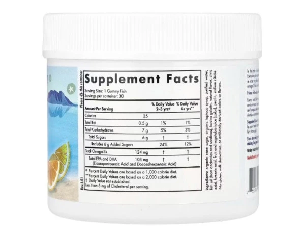 Nordic Naturals, Nordic Omega-3 Gummy Fish, Tangerine Treats, 124 mg, 30 Gummy Fish