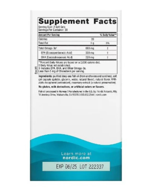 Nordic Naturals, Omega-3, Lemon, 690 mg, 60 Soft Gels (345 mg per Soft Gel)