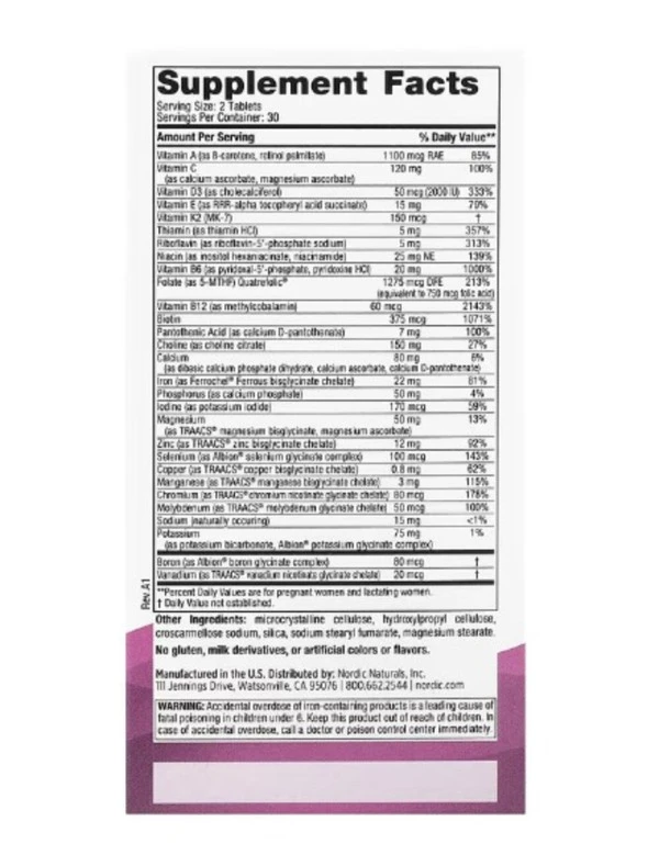 Nordic Naturals, Prenatal Multivitamin, 60 Tablets