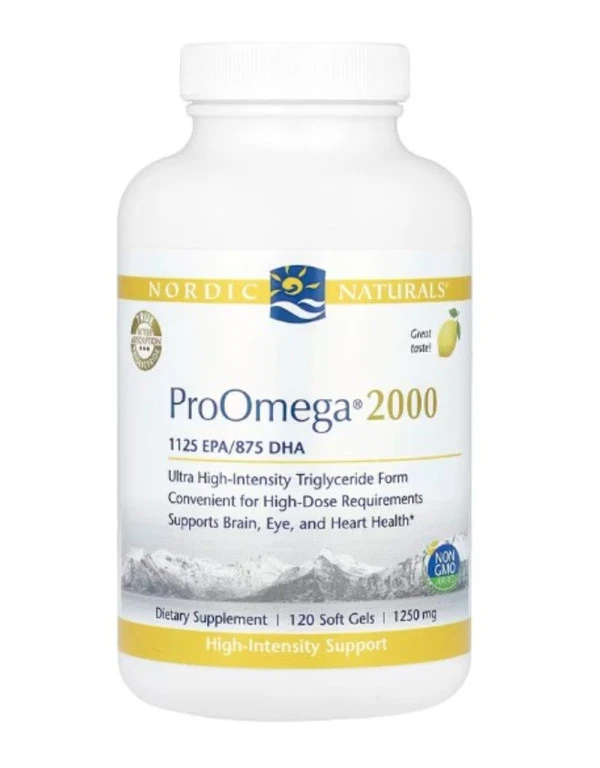 Nordic Naturals, ProOmega® 2000, Lemon, 1,250 mg, 120 Soft Gels (625 mg per Soft Gel)