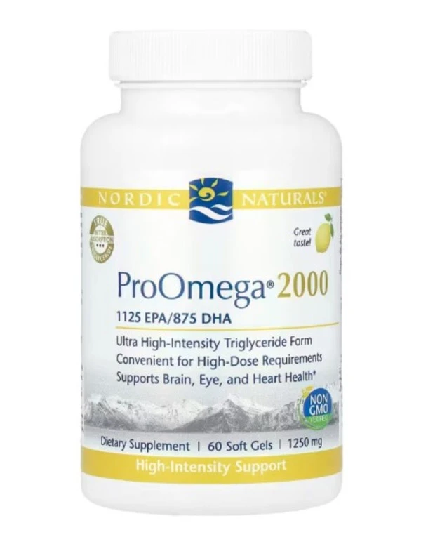 Nordic Naturals, ProOmega® 2000, Lemon, 1,250 mg, 60 Soft Gels (625 mg per Soft Gel)