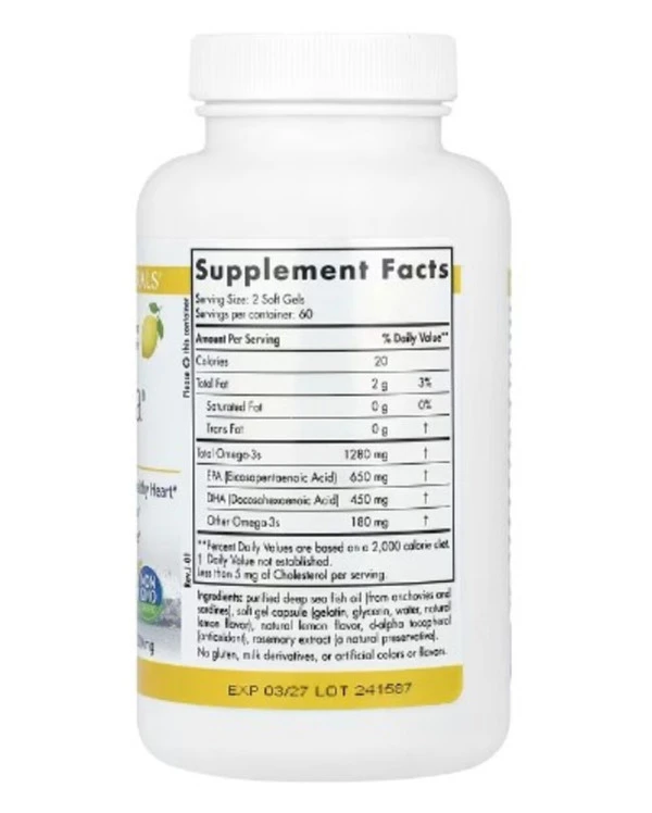 Nordic Naturals, ProOmega®, Lemon, 1,000 mg, 120 Soft Gels (500 mg per Soft Gel)