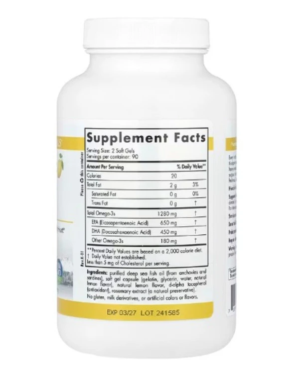 Nordic Naturals, ProOmega®, Lemon, 1,000 mg, 180 Soft Gels (500 mg per Soft Gel)