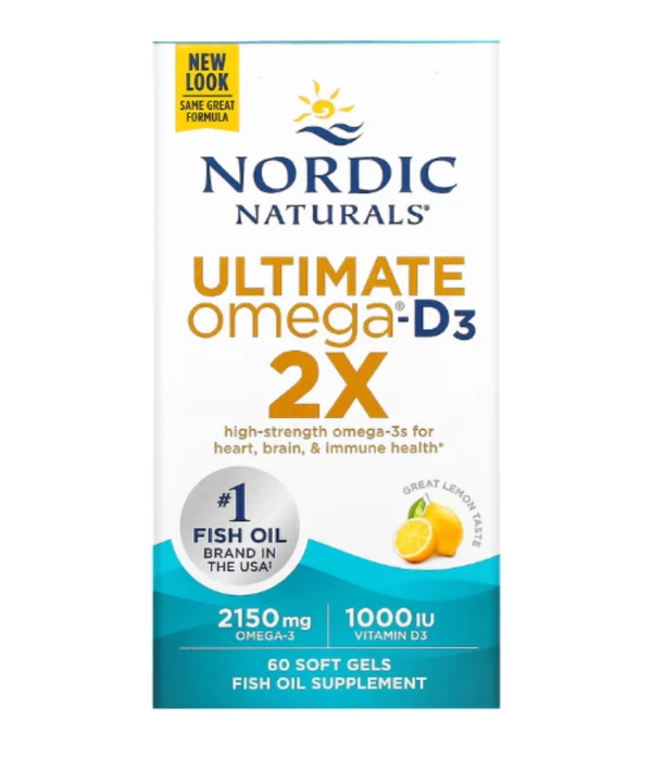 Nordic Naturals, Ultimate Omega 2X with Vitamin D3, Lemon, 60 Softgels