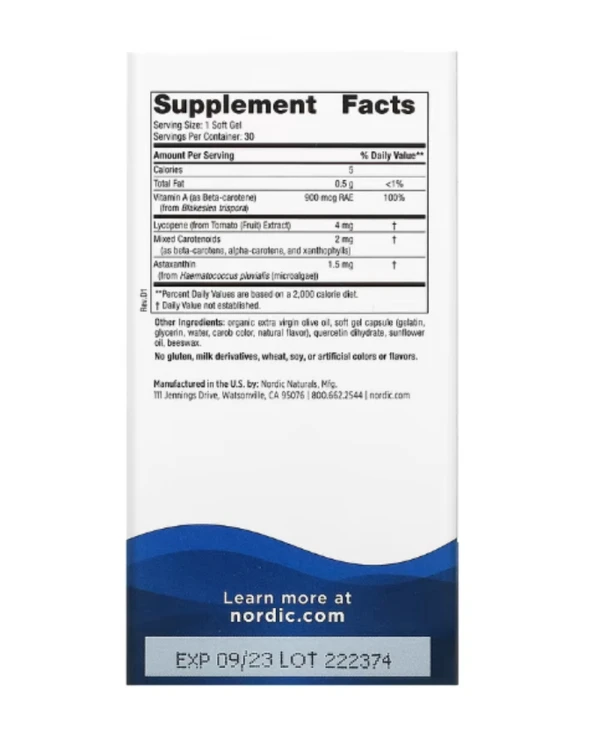 Nordic Naturals, Vitamin A + Carotenoids, 30 Softgels