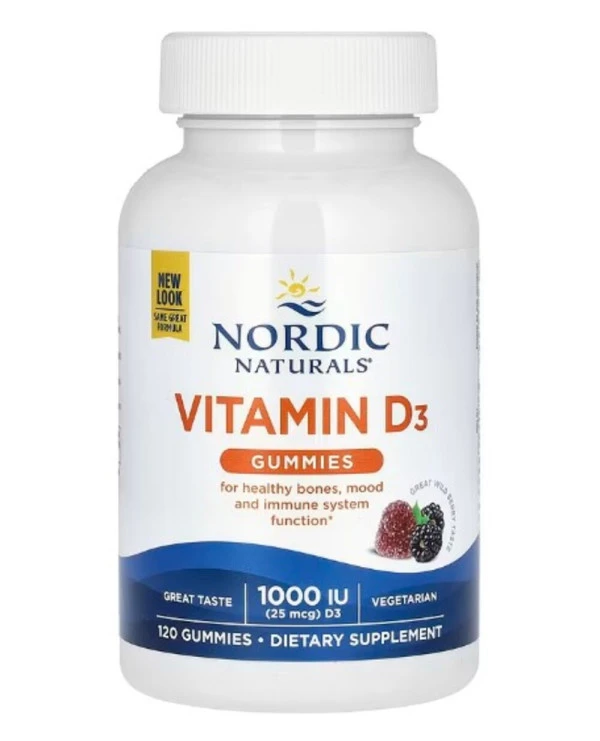 Nordic Naturals, Vitamin D3 Gummies, Wild Berry, 1,000 IU, 120 Gummies
