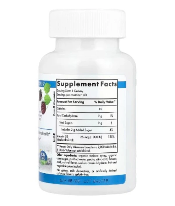 Nordic Naturals, Vitamin D3 Gummies, Wild Berry, 1,000 IU, 60 Gummies