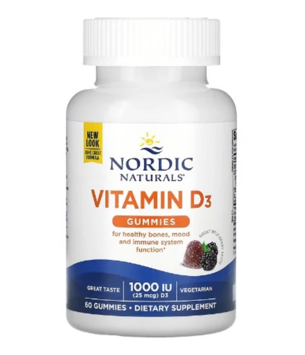 Nordic Naturals, Vitamin D3 Gummies, Wild Berry, 25 mcg (1,000 IU), 60 Gummies