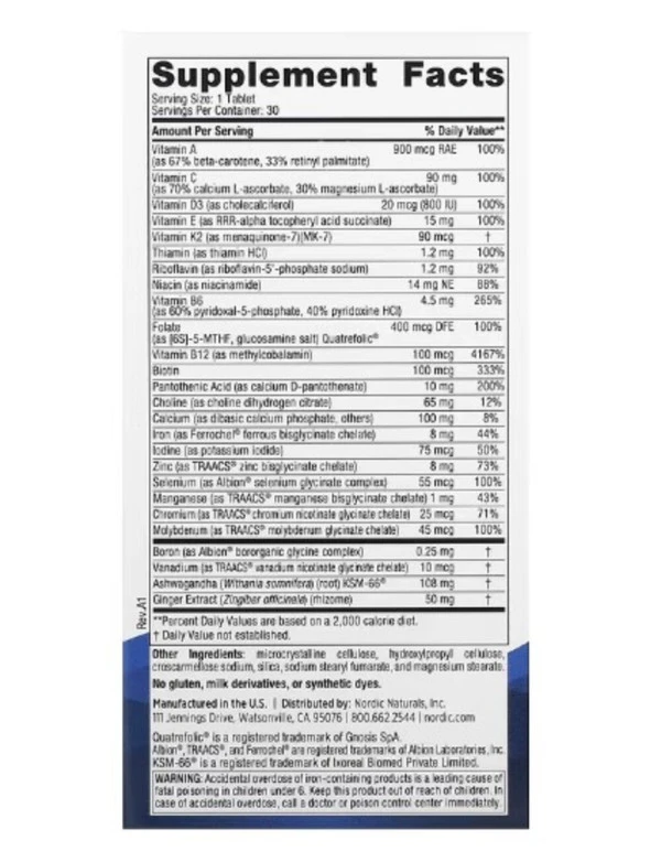 Nordic Naturals, Women's Multivitamin, One Daily, 30 Tablets