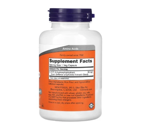 NOW Foods, 5-HTP, 50 mg, 180 Veg Capsules