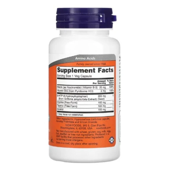 NOW Foods, 5-HTP, Double Strength, 200 mg, 60 Veg Capsules