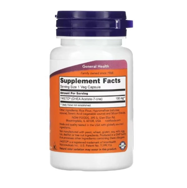 NOW Foods, 7-KETO, 100 mg, 60 Veg Capsules