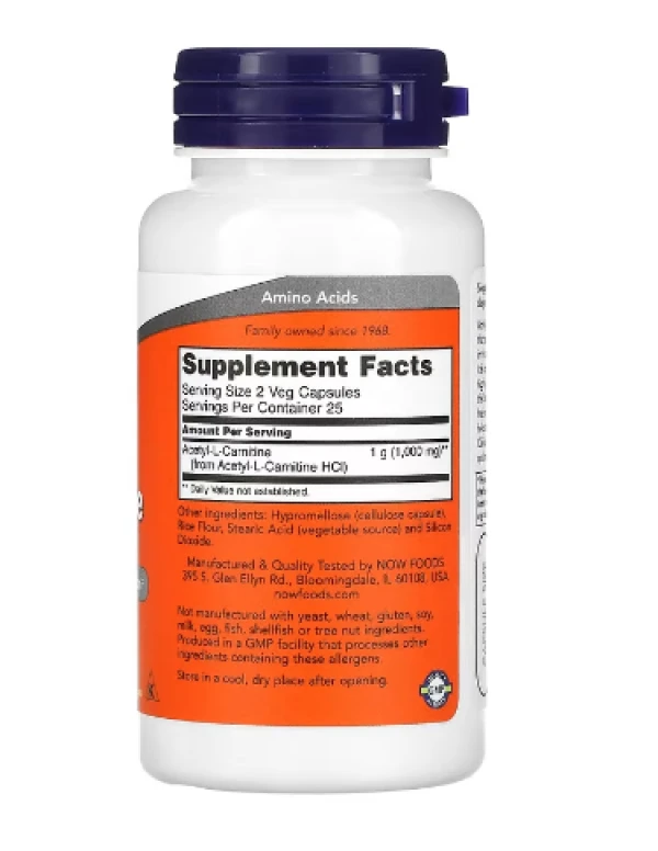 NOW Foods, Acetyl-L- Carnitine, 500 mg, 50 Veg Capsules