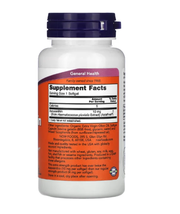 NOW Foods, Astaxanthin, 10 mg, 60 Softgels