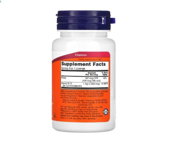 NOW Foods, B-12, 1,000 mcg, 100 Lozenges