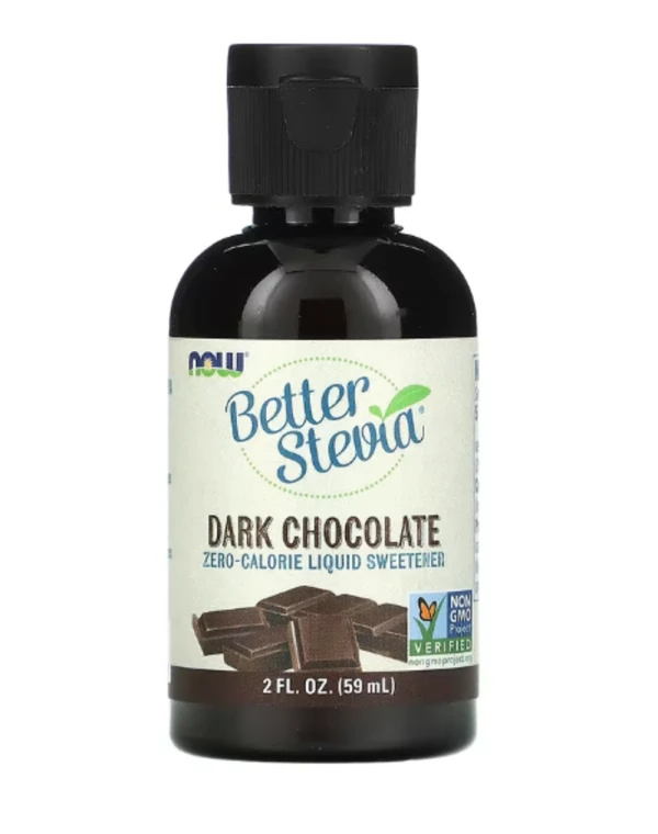 NOW Foods, Better Stevia, Zero-Calorie Liquid Sweetener, Dark Chocolate, 2 fl oz (59 ml)