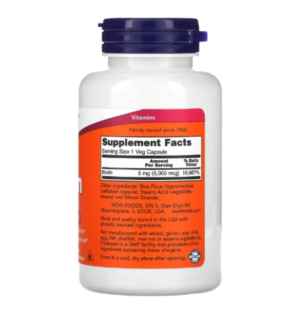 NOW Foods, Biotin, 5,000 mcg, 120 Veg Capsules