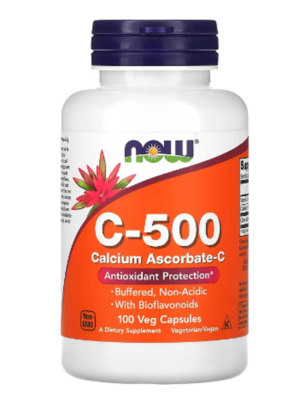 NOW Foods, C-500, Calcium Ascorbate-C, 100 Veg Capsules