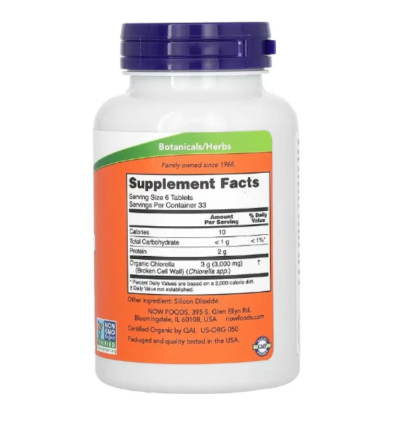 NOW Foods, Certified Organic Chlorella, 500 mg, 200 Tablets