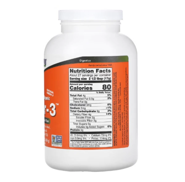 NOW Foods, Certified Organic, Fiber-3, Powder, 16 oz (454 g)