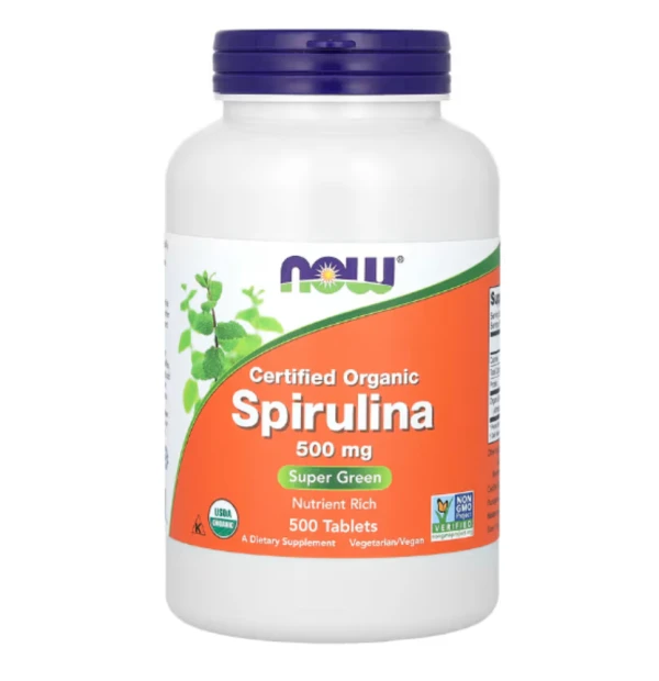 NOW Foods, Certified Organic Spirulina, 500 mg, 500 Tablets