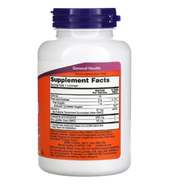 NOW Foods, Chewable CoQ10, 200 mg, 90 Lozenges