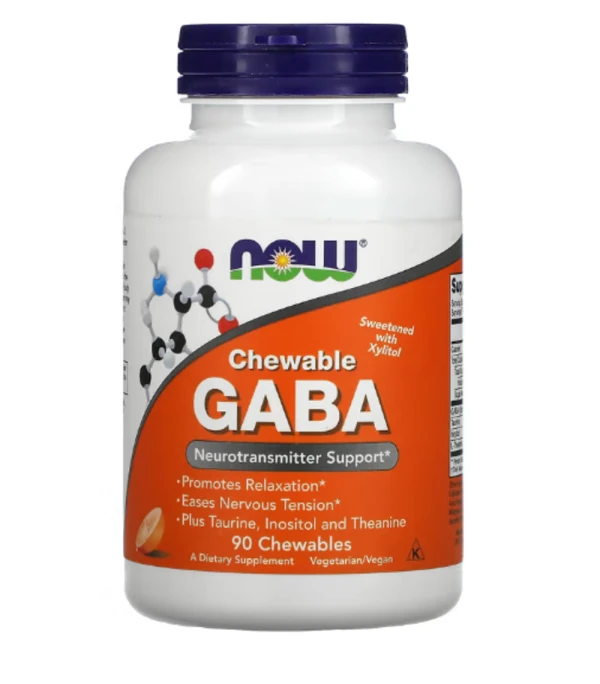 Now Foods, Chewable GABA, Natural Orange Flavor, 90 Chewables