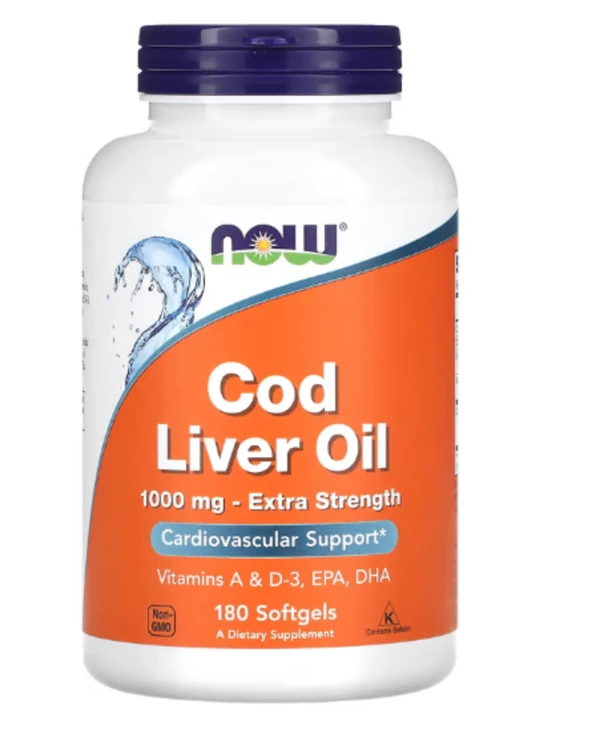 NOW Foods, Cod Liver Oil, 1,000 mg, 180 Softgels
