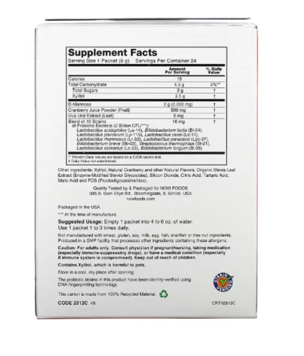 NOW Foods, Cranberry Mannose + Probiotics, For Women On The Go, 24 Packets, 0.21 oz (6 g) Each