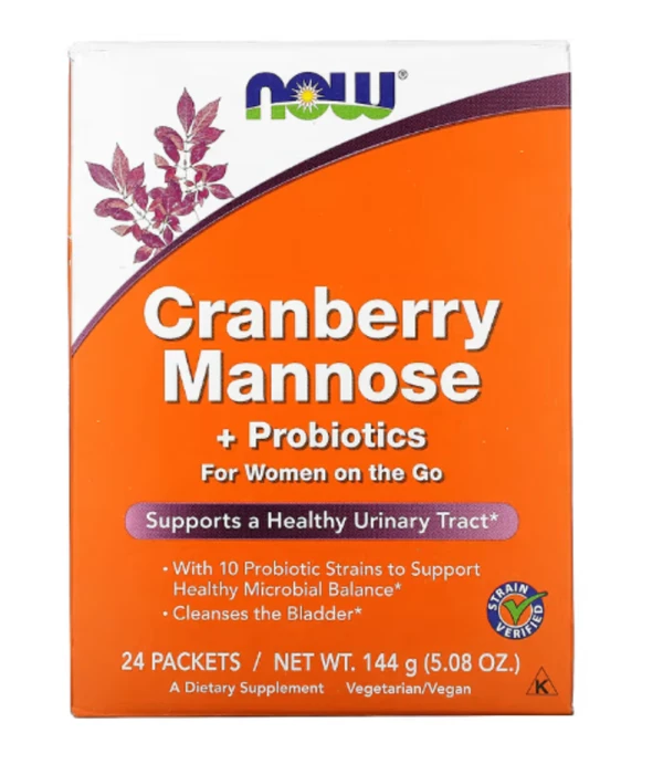 NOW Foods, Cranberry Mannose + Probiotics, For Women On The Go, 24 Packets, 0.21 oz (6 g) Each
