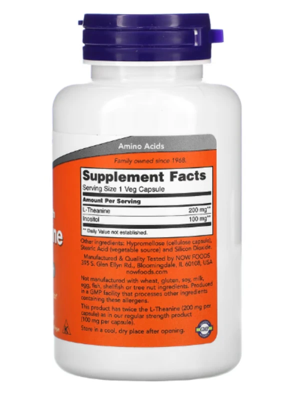 NOW Foods, Double Strength L-Theanine, 200 mg, 120 Veg Capsules
