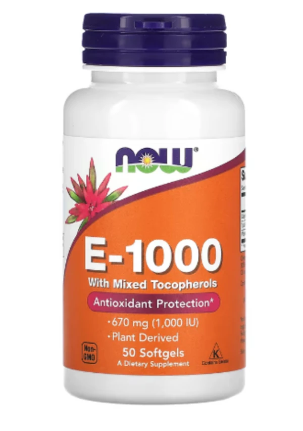 NOW Foods, E-1000 with Mixed Tocopherols, 670 mg (1,000 IU), 50 Softgels