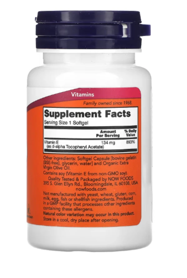 NOW Foods, E-200, 134 mg (200 IU), 100 Softgels