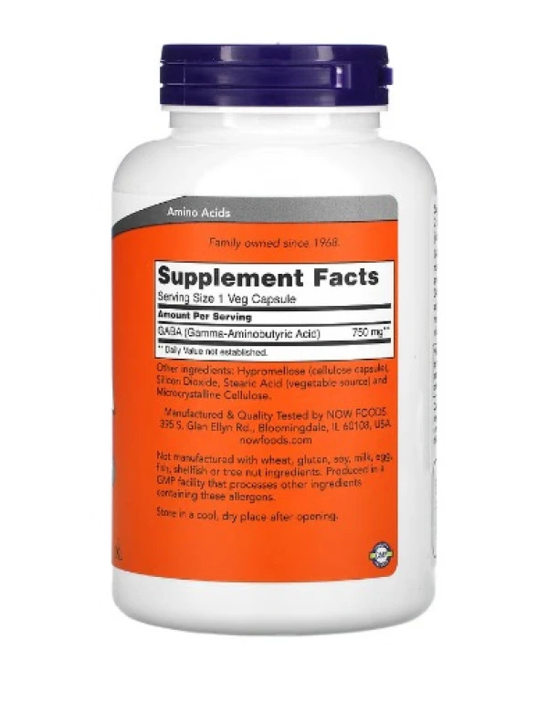 NOW Foods, GABA, 750 mg, 200 Veg Capsules