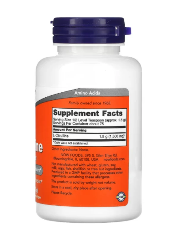 Now Foods, L-Citrulline, 100% Pure Powder, 4 oz (113 g)