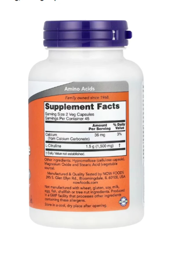 Now Foods, L-Citrulline, 750 mg, 90 Veg Capsules
