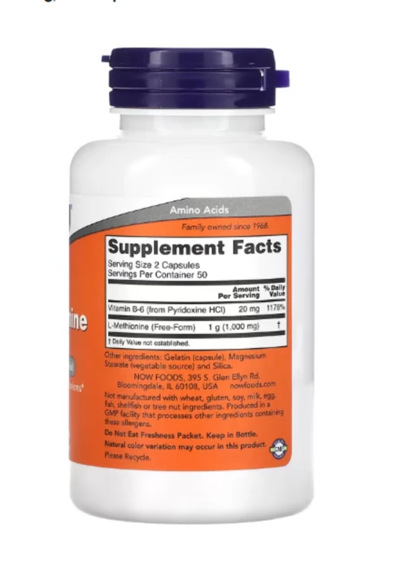 NOW Foods, L-Methionine, 500 mg, 100 Capsules